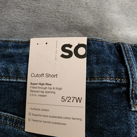 So jrs cuttoff super high rise jean denim shorts distressed sz 3 /26 5 /27 nwt - Picture 5 of 6